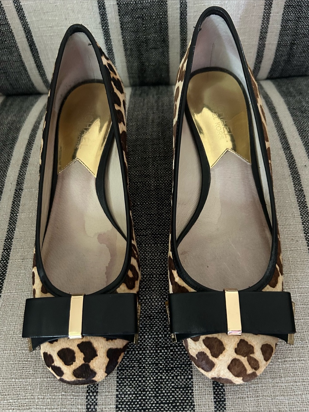Michael Kors Leopard Print Heels with Black Bow